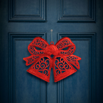 Decorațiune tip fundă – suspendabilă – roșie – 35 cm