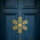 Decorațiune tip fulg de gheață – glitter auriu – suspendabilă – 31 cm