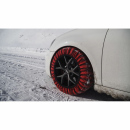 Huse antiderapante ISSE Model Classic roșii – șosete de zăpadă textile pentru anvelope auto, montaj rapid și aderență excelentă