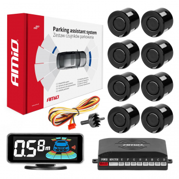 Senzori de parcare cu LED negru 3D față-spate -03191 cu 8 senzori