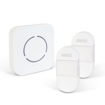 Sonerie fără fir Kinetic (fără baterii) – 2 butoane exterior – Alb LED albastru