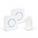 Sonerie fără fir Kinetic (fără baterii) – 1 buton + 2 receptoare – Alb LED albastru Sonerie fără fir Kinetic (fără baterii) – 1 buton + 2 receptoare – Alb LED albastru