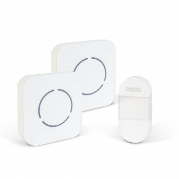 Sonerie fără fir Kinetic (fără baterii) – 1 buton + 2 receptoare – Alb LED albastru