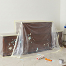 Folie protecție cu bandă adezivă mascare – 20 m × 2.5 m – 7 µm Folie protecție cu bandă adezivă mascare – 20 m × 2.5 m – 7 µm