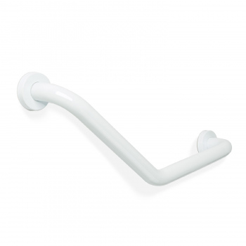 Bară de sprijin baie unghi 45° – oțel inoxidabil – alb – 25 + 25 cm – capacitate 200 kg