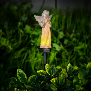 Îngeraș solar – lumină LED alb cald – rășină – 49 × 11 × 6,5 cm