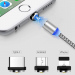 Cablu magnetic 3 în 1 pentru încarcare rapida si date Iphone Samsung Huawei Tip C micro USB LED