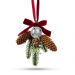 Decor pentru usi de Craciun - pin artificial, cu con, clopot argintiu - 16 x 15 cm