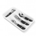 Set tacâmuri cu suport - negru - 16 bucăți - 32,7 x 19,5 x 4,7 cm
