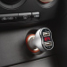 Încarcător brichetă auto telefon - 2 x USB, cu voltmetru - alb
