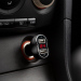 Încarcător brichetă auto telefon - 2 x USB, cu voltmetru - negru