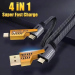 Cablu date Incarcare Rapida 4 in 1, 65W, 1.2m, Negru ACC232