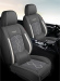 Huse auto premium 5 locuri Carguard Deluxe piele ecologică perforată și textil - negru - alb