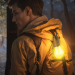 Lampa solară suspendată, formă bec, USB-C, 100 lumeni, 400 mAh