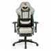 Scaun de gaming ergonomic cu pernă, tetieră, suport picioare și spătar rabatabil, gri/negru/albastru, 84 x 52 / 48 x 50 cm