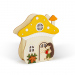 Decorațiune luminoasă de toamnă – căsuță-ciupercă cu arici – lemn – 15 x 16 x 5 cm
