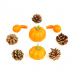 Set decorațiuni de toamnă – dovleci și conuri de pin, 9 piese, 5–7 cm