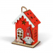 Decorațiune de Crăciun cu LED – căsuță cu spiriduș – lumină alb cald – roșu – 7,5 x 5 x 10 cm