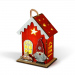 Decorațiune de Crăciun cu LED – căsuță cu spiriduș – lumină alb cald – roșu – 7,5 x 5 x 10 cm