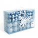 Set de ornamente pentru brad – 100 de globuri + vârf stea – argintiu